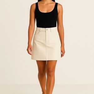 NWT SAINT TROPEZ Cream Denim Skirt 100% Cotton High-Rise Straight/A-Line M